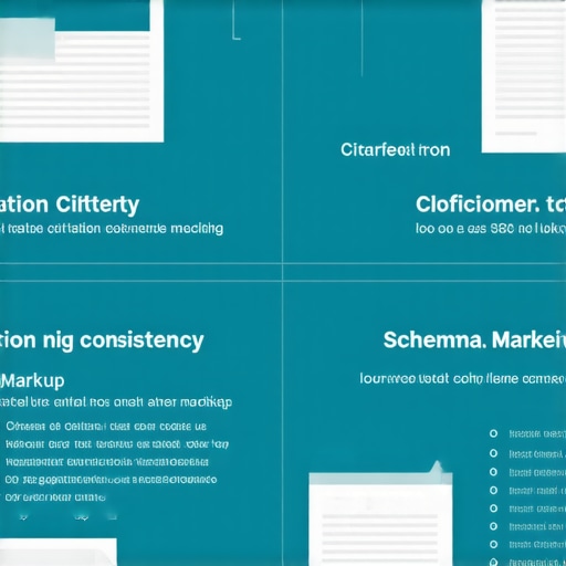 Infographic illustrating citation consistency and schema markup for Gilbert local SEO.