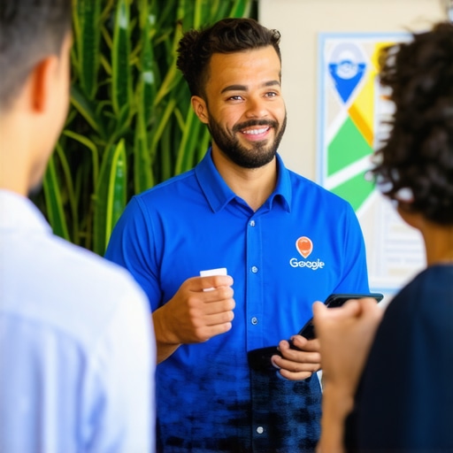 Gilbert Local Business Engagement Image Business owner engaging with customers in Gilbert with a Google Maps marker