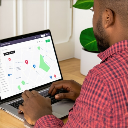 Analyzing Local SEO Data in Gilbert Digital marketer reviewing local SEO analytics on a laptop with Gilbert city map in the background.