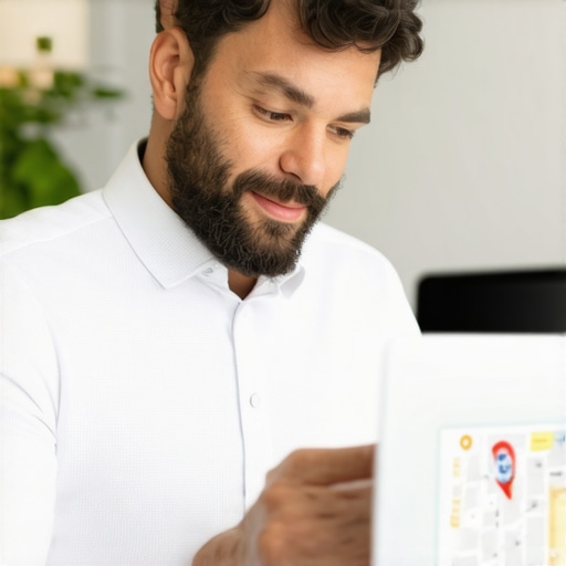 Business owner updating Google My Business profile on a laptop in Gilbert