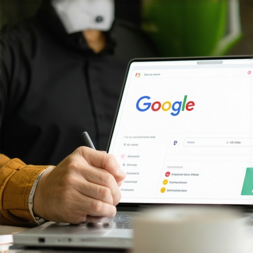 Person managing local map optimization tools on a laptop for Gilbert business