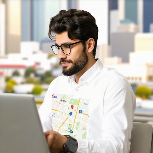 SEO expert working on Google Maps optimization with Gilbert cityscape behind
