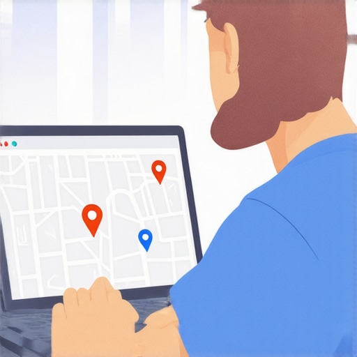 Business owner optimizing Google My Business profile on a laptop