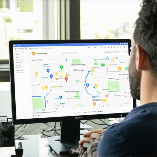 Business owner reviewing Google Maps analytics with Gilbert city map