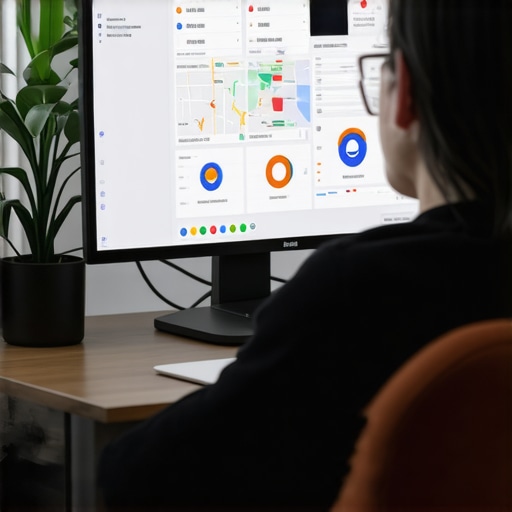 Person reviewing local SEO data and map analytics on computer screen.