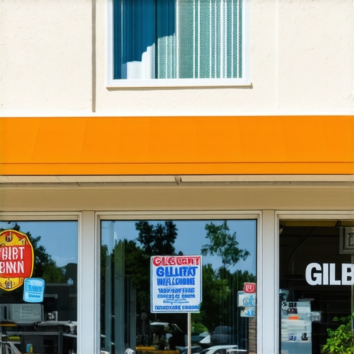 Colorful Gilbert neighborhood business storefronts during daytime.