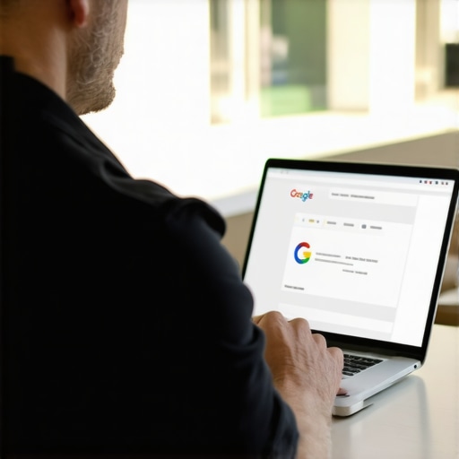 Business owner editing Google My Business profile on a laptop with Gilbert city map in background