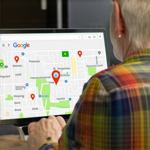 Business owner editing Google Maps profile with Gilbert landmarks in background.