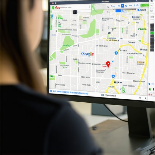 Person analyzing local map data with Gilbert landmarks