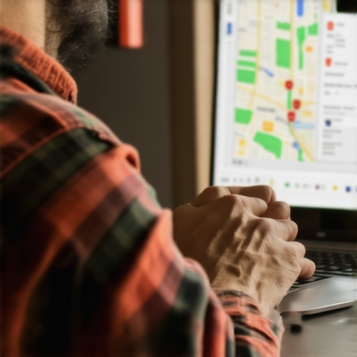 Person working on local SEO tools on a laptop with Gilbert map