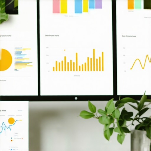Person analyzing SEO performance charts on a computer monitor in a workspace.