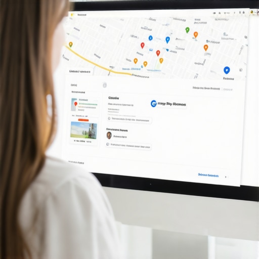 Person editing Google My Business settings on a laptop with Gilbert city map