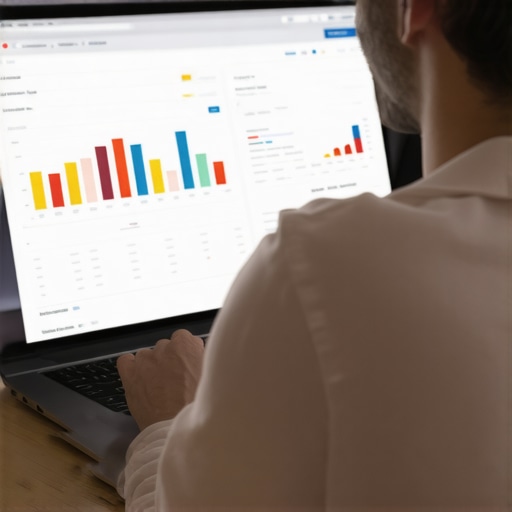 Person analyzing local SEO data on a laptop with Gilbert landmarks visible on the screen.