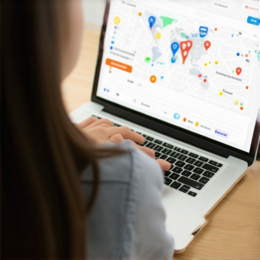 Person working on local SEO profiles using BrightLocal, Google Maps, and map editing tools.