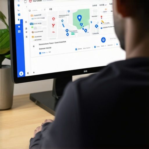 Person updating Google My Business profile on a computer showing Gilbert, Arizona maps.
