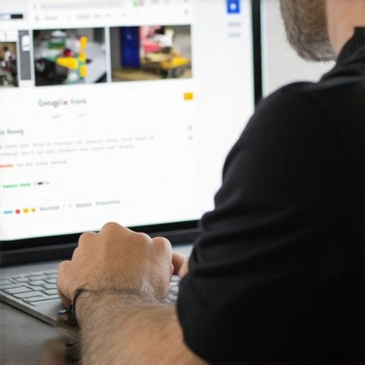 Business owner editing GMB profile on laptop in Gilbert